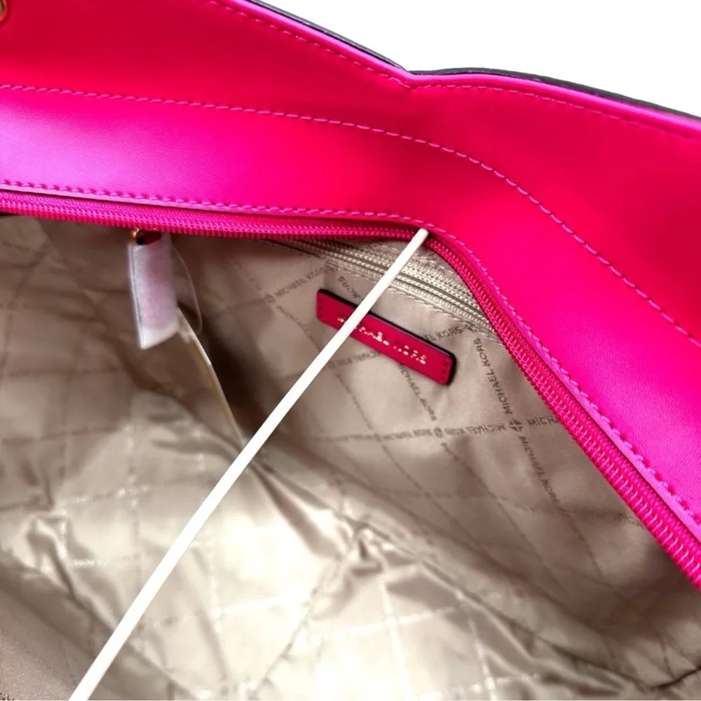 Michael Kors Large X Chain Shoulder Tote Bag & Continental Wallet Electric Pink - Picture 10 of 14
